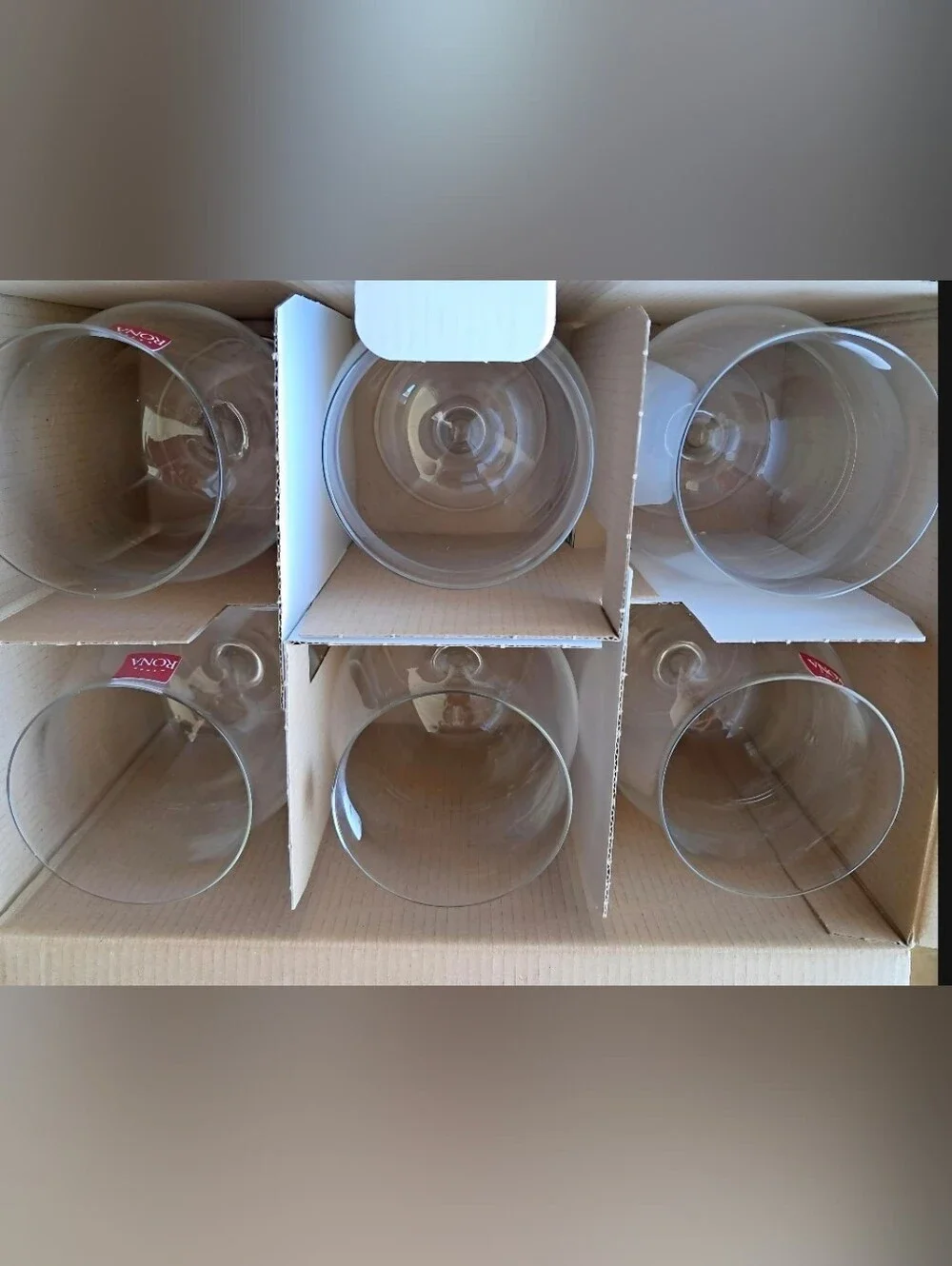🍺{NEW IN BOX} SET OF 6 CRYSTALINE RONA BEER GLASSES 8 Oz